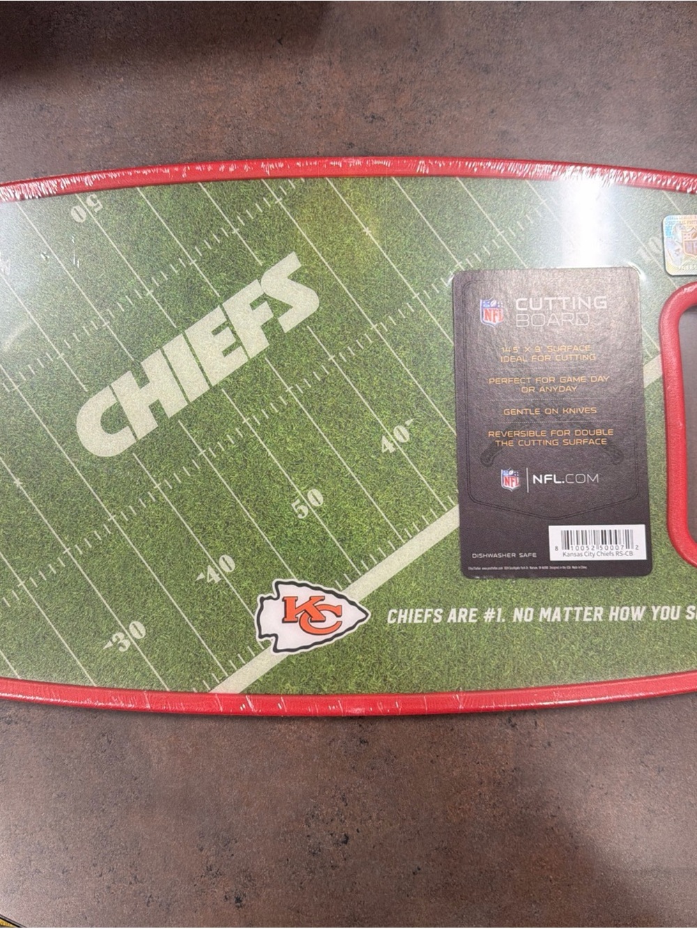 Kansas City Chiefs NFL Reversible Cutting Board - Green & Red New 14.5 x 9